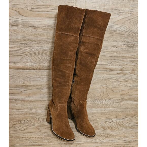 Steve Madden Orlando Palisade Chestnut Leather Knee High Boots Suede Womens 6.5 - Picture 3 of 12